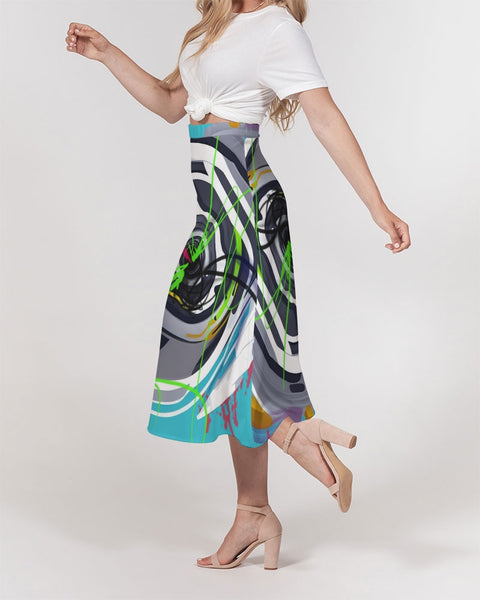 "Soundscape" A-Line Midi Skirt