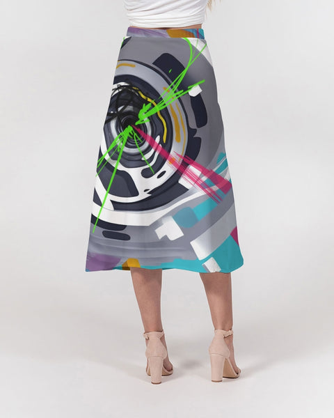 "Soundscape" A-Line Midi Skirt