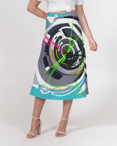 "Soundscape" A-Line Midi Skirt