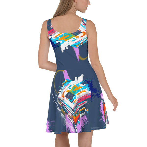 "Geometric Space" Skater Dress