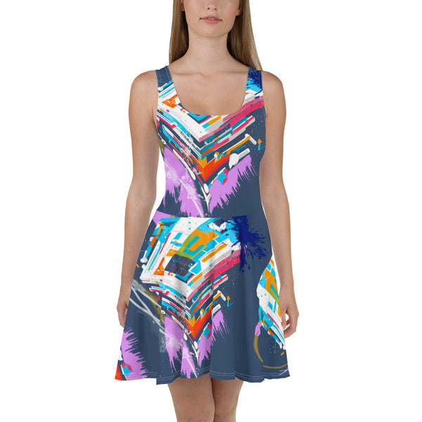 "Geometric Space" Skater Dress