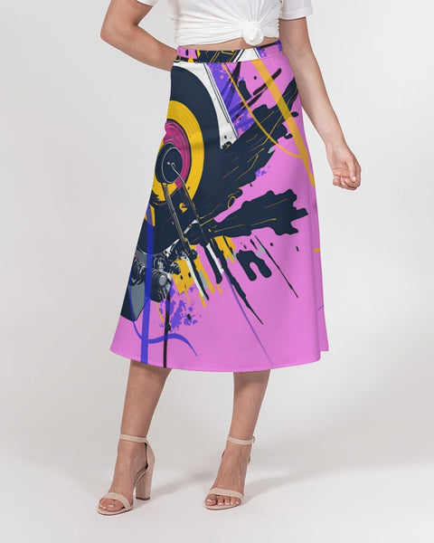 “Breakin’ Records” A-Line Midi Skirt