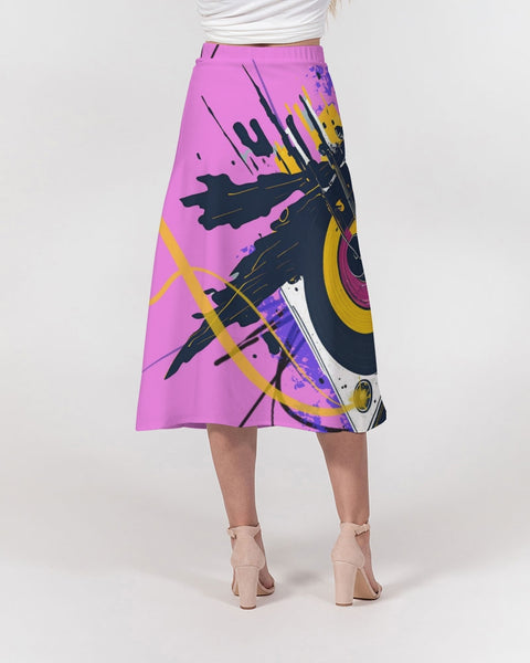 “Breakin’ Records” A-Line Midi Skirt